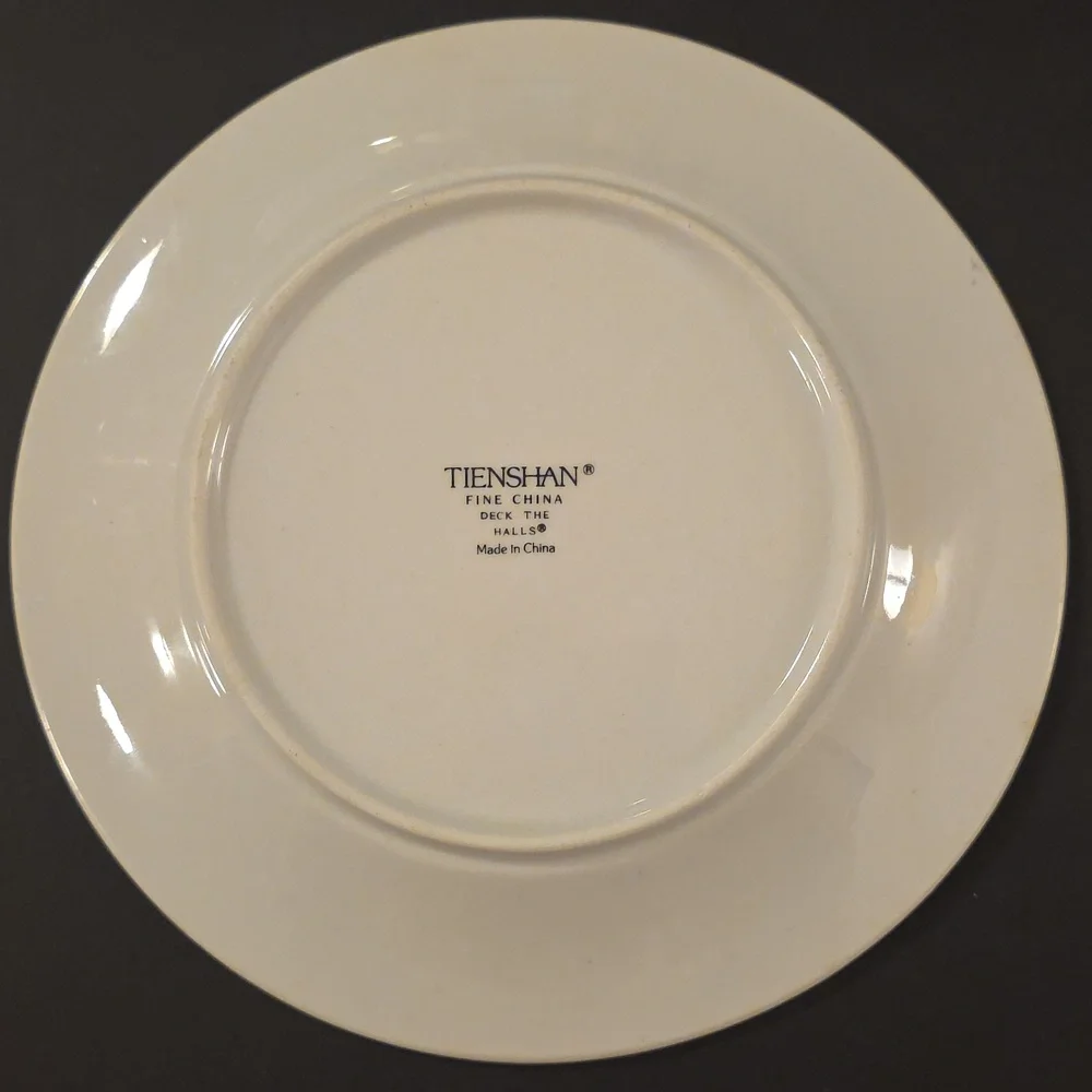Vtg Salad Plate Tienshan‎ DECK HALLS Ten Lords A-leaping 12 Days Christmas Gold